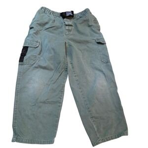 Vintage Express Kids Olive‎ Green Cargo Pants Adjustable Waist Boys Size 6